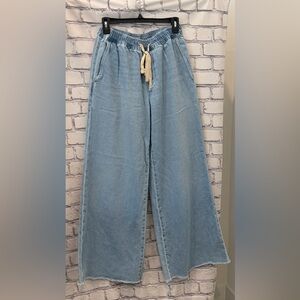 7 For All Mankind:M Women Light Blue Elastic Waist Pull-On Jeans